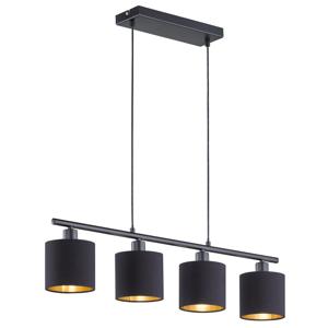 Trio Eetkamer hanglamp Tommy 4-lichts zwart met gouden binnenkant R30334079