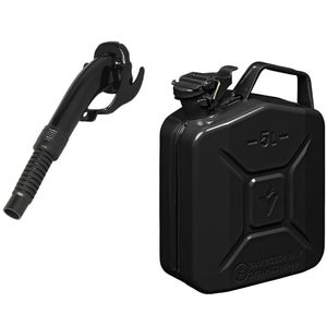 Metalen jerrycan zwart voor brandstof 5 liter incl. schenktuit