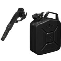 Metalen jerrycan zwart voor brandstof 5 liter incl. schenktuit - thumbnail