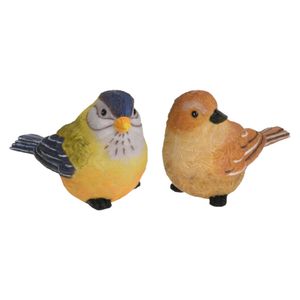 Tuin/huis decoratie beeldjes set van 2x vogeltjes - polystone - 12 cm - Tuinbeelden