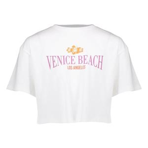 Geisha zomer t-shirt meisjes - cropped venice beach - off wit / oranje