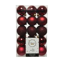 30x stuks kunststof kerstballen donkerrood (oxblood) 6 cm glans/mat/glitter - thumbnail