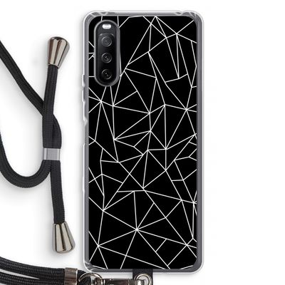 Geometrische lijnen wit: Sony Sony Xperia 10 III Transparant Hoesje met koord