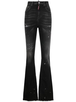 DSQUARED2 jean évasé à effet usé - Noir