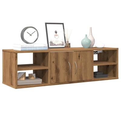 Wandkast 102x30x29 cm bewerkt hout artisanaal eikenkleurig