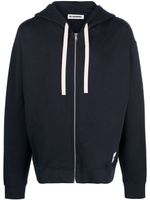 Jil Sander hoodie zippé à patch logo - Bleu