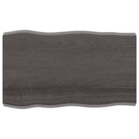 vidaXL Tafelblad natuurlijke rand 100x60x(2-6)cm eikenhout donkerbruin - thumbnail