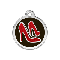 Red Shoe Black glitter hondenpenning medium/gemiddeld dia. 3 cm - Reddingo