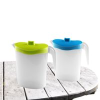 2x stuks waterkan/sapkan/limonadekan karaf deksel 1.5 liter kunststof groen/blauw