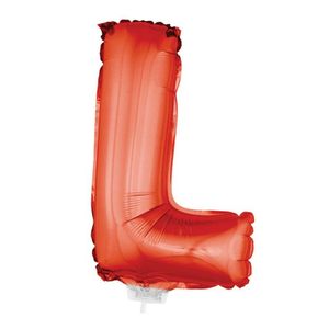 Rode opblaas letter ballon L op stokje 41 cm