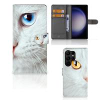 Samsung Galaxy S23 Ultra | Telefoonhoesje | Met pasjeshouder | Witte Kat