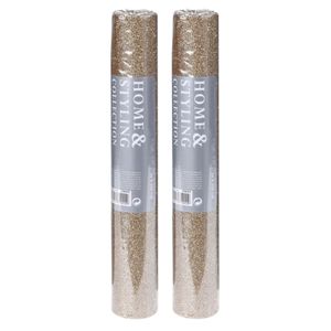 2x stuks decoratie stof/tafellopers champagne glitter 28 x 250 cm