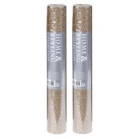 2x stuks decoratie stof/tafellopers champagne glitter 28 x 250 cm - thumbnail