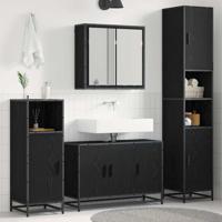 Badkamermeubelset met opslag 4 pcs Zwart eiken 90 x 33 x 60 cm