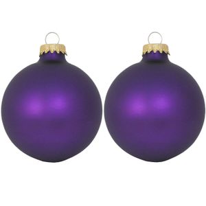 16x Magic velvet paarse glazen kerstballen mat 7 cm kerstboomversiering