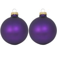 16x Magic velvet paarse glazen kerstballen mat 7 cm kerstboomversiering