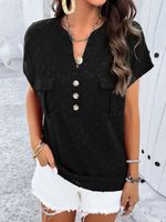 V Neck Casual Loose Buckle Shirt