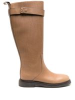 Tory Burch bottes en cuir à logo Double T - Marron - thumbnail