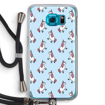 Eenhoorns overal: Samsung Galaxy S6 Transparant Hoesje met koord
