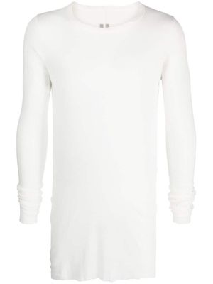 Rick Owens t-shirt nervuré à manches longues - Blanc