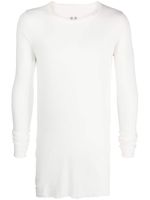 Rick Owens t-shirt nervuré à manches longues - Blanc