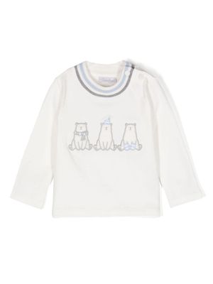 Patachou t-shirt rayé à applique ourson - Blanc