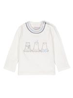 Patachou t-shirt rayé à applique ourson - Blanc