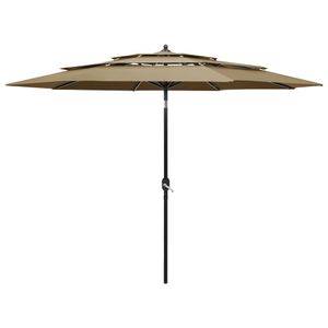 Parasol 3-laags met aluminium paal 3 m taupe