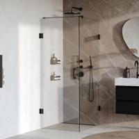 Brauer Void - Douchecabine met Draaideur - Helder Glas - 80x100x200 cm - incl. Glascoating - Mat Zwart