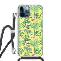 Flamingo party: iPhone 12 Pro Max Transparant Hoesje met koord