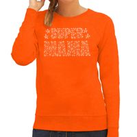 Glitter Super Mama sweater oranje Moederdag cadeau rhinestones steentjes voor dames - thumbnail
