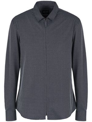 Giorgio Armani chemise zippée à motif géométrique - Bleu