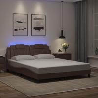 Bedframe met LED-verlichting kunstleer bruin 160x200 cm