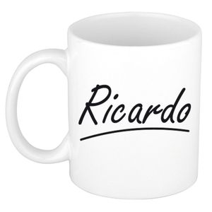 Naam cadeau mok / beker Ricardo met sierlijke letters 300 ml