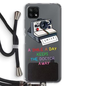 Smile: Samsung Galaxy A22 5G Transparant Hoesje met koord