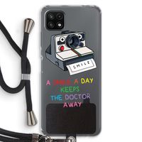 Smile: Samsung Galaxy A22 5G Transparant Hoesje met koord
