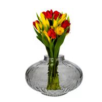 Bloemenvaas Urban - grijs transparant glas - D31 x H20 cm - decoratieve vaas - bloemen/takken - thumbnail