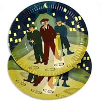 Feestbordjes detective thema - 16x st - 23 cm - karton - bordjes - borden