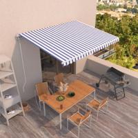 Luifel automatisch uittrekbaar 400x350 cm blauw en wit