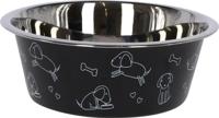 Voederbak rvs zwart met motief 1800ml