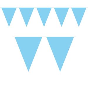 1x Mini vlaggenlijn versiering baby blauw 300 cm