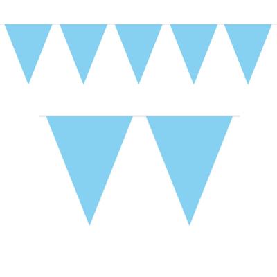1x Mini vlaggenlijn versiering baby blauw 300 cm