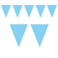 1x Mini vlaggenlijn versiering baby blauw 300 cm
