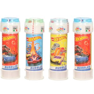 6x Hot Wheels race autos bellenblaas flesjes met bal spelletje in dop 60 ml voor kinderen