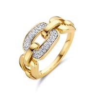 Ring Schakelmotief geelgoud-diamant 0.16ct H Si goudkleurig-wit 9,5 mm