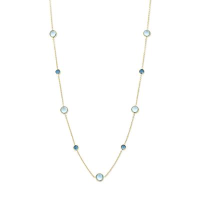 14k Geelgouden Ketting met Blauwe Topaas en London Blue - 42-45 cm