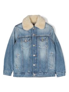 MM6 Maison Margiela Kids veste en jean à détails lainés - Bleu