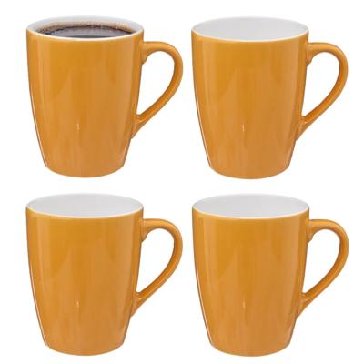 5Five Koffiemokken Colorama - 8x stuks - Keramiek - geel - 380 ml - 9 x 11 cm