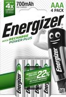 Energizer herlaadbare batterijen Power Plus AAA, blister van 4 stuks