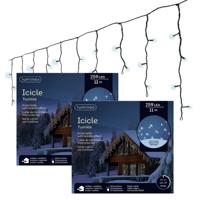 Ijspegelverlichting - 2x - 259 led lampjes - helder wit - 1100 cm- buiten - 8 functies -lichtsnoer Ijspegelverlichting - 2x - 259 led lampjes - helder wit - 1100 cm- buiten - 8 functies -lichtsnoer